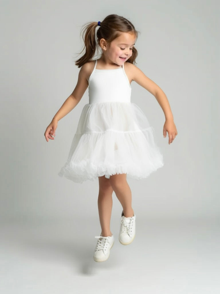 DOLLY PETTI SPAGHETTI PETTISKIRT TUTU DRESS off-white