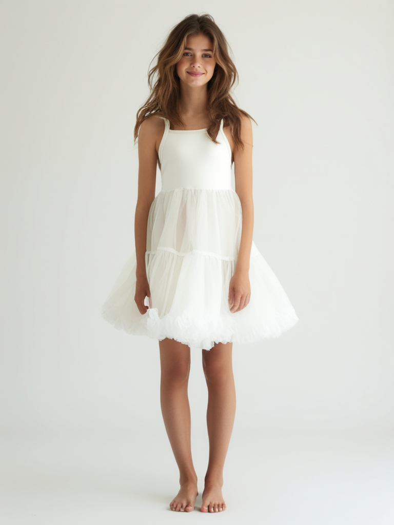 DOLLY PETTI SPAGHETTI PETTISKIRT TUTU DRESS off-white