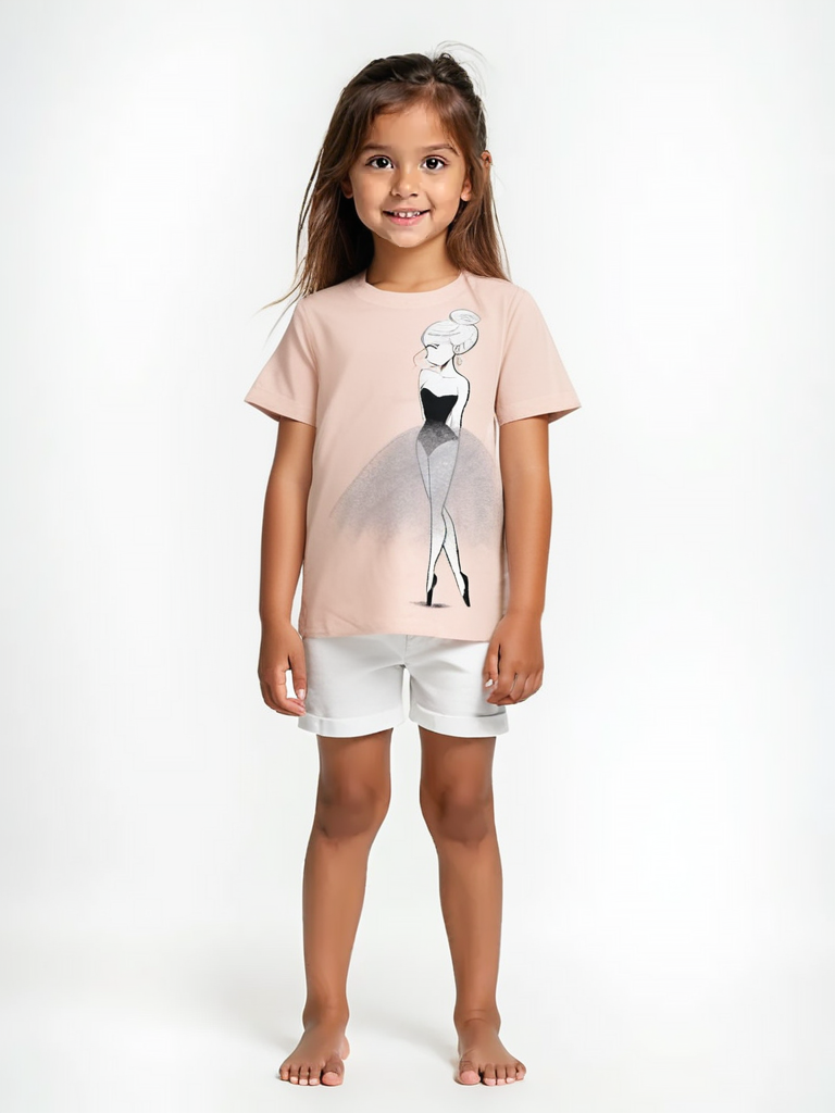 DOLLY DOODLING BALLERINA DOLLY PINK Kids Tee