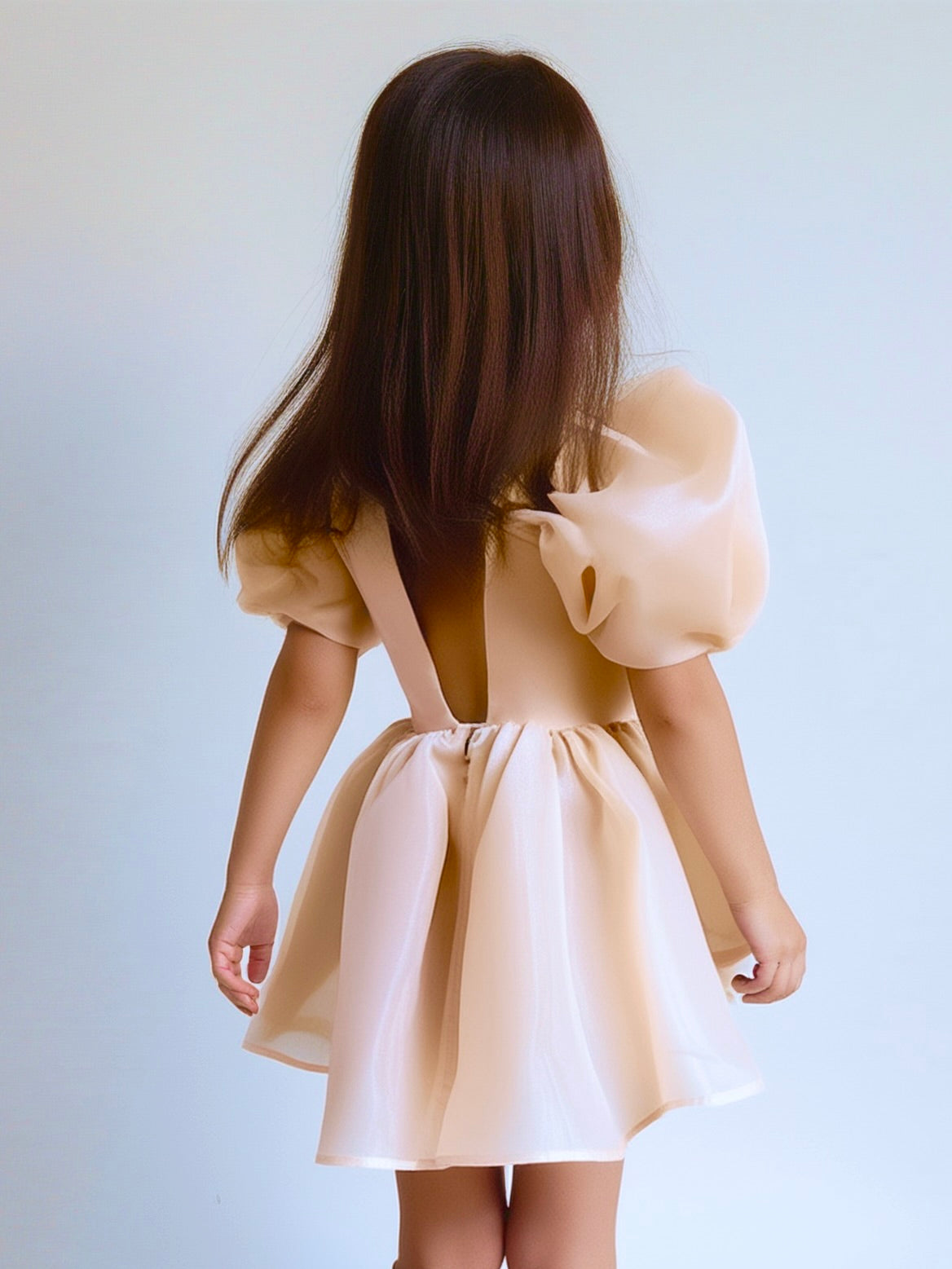DOLLY V-BACK PUFF SLEEVE ORGANZA TUTU DRESS ballet slipper pink