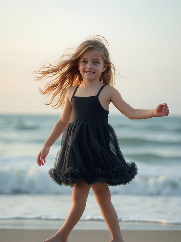 DOLLY PETTI SPAGHETTI PETTISKIRT TUTU DRESS black