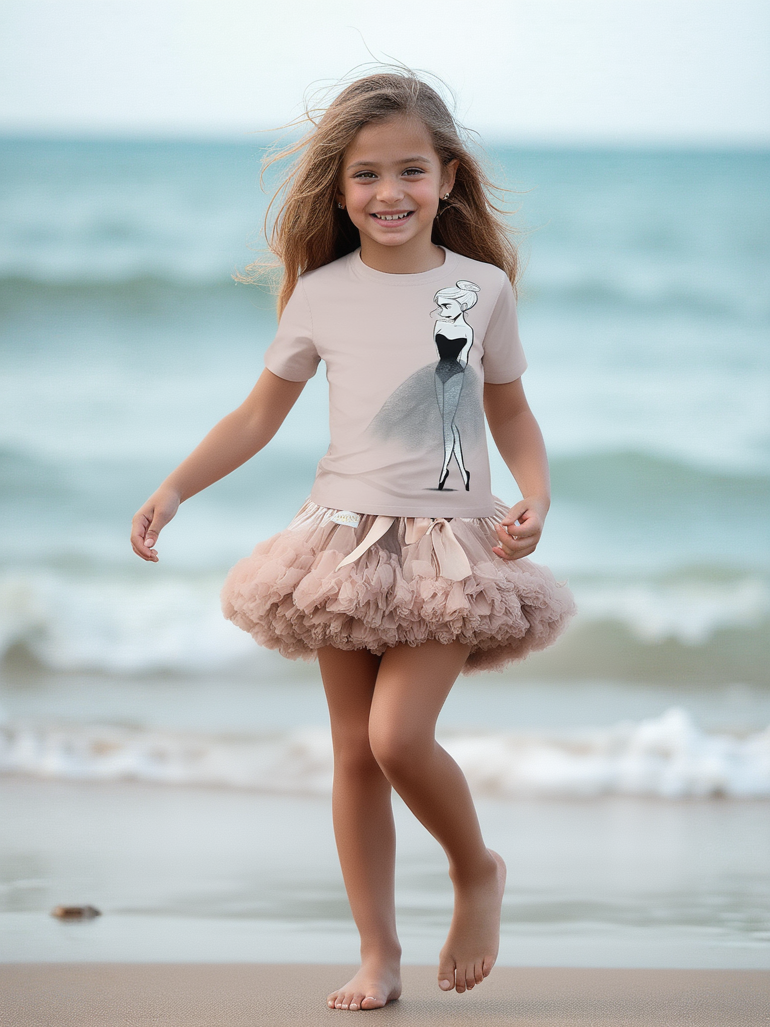 DOLLY DOODLING BALLERINA DOLLY PINK Kids Tee