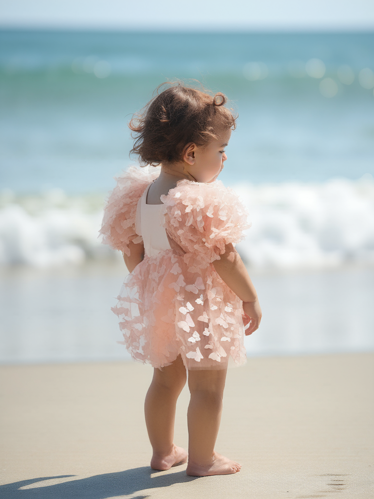 DOLLY by Le Petit Tom ® ALLOVER BUTTERFLIES BABYDOLL DRESS dollypink