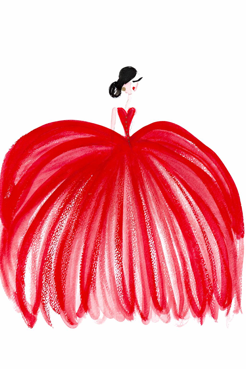 DOLLY Red Ballgown Ballerina Watercolor Art Print