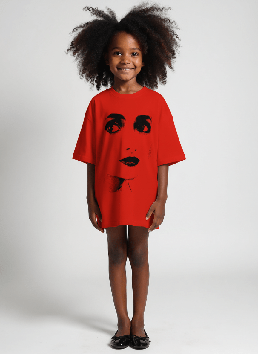 DOLLY Face Red Black Crewneck Short Sleeve