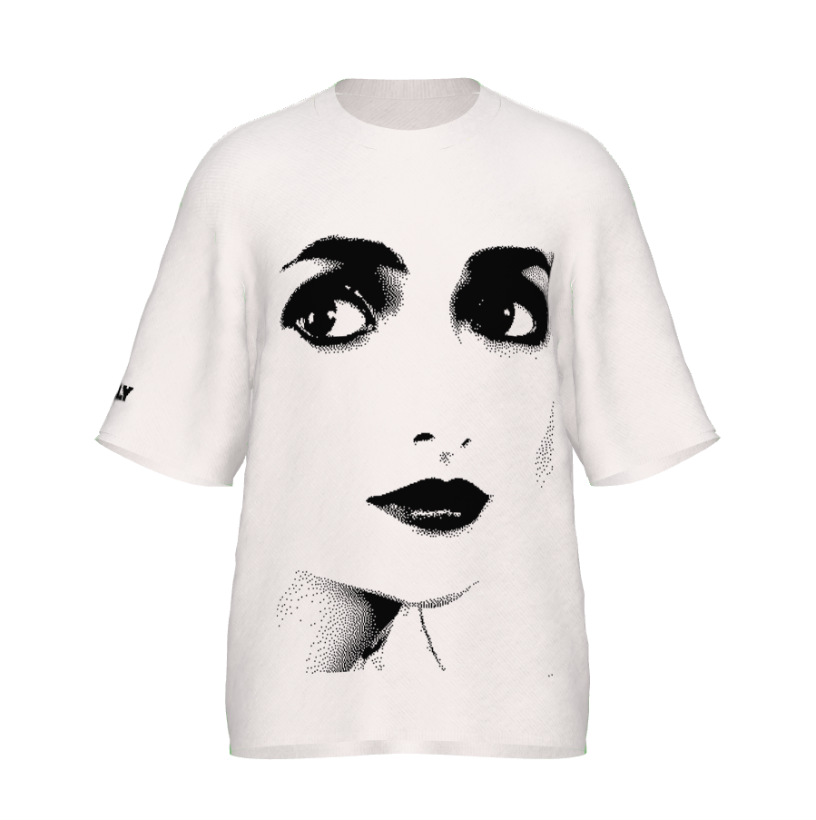 DOLLY Face White Black Crewneck Short Sleeve
