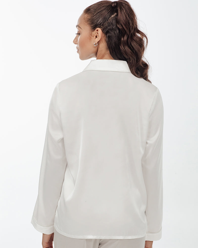 DOLLY® Doodling Ballerina Women's Satin Long Sleeve Pajama Top