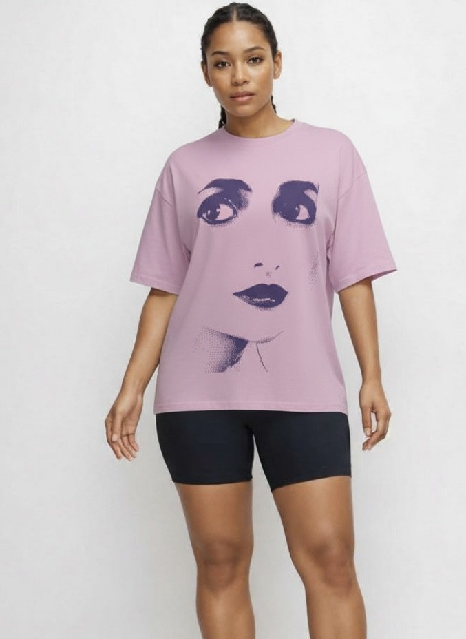DOLLY Face Lilac Violet Crewneck Short Sleeve