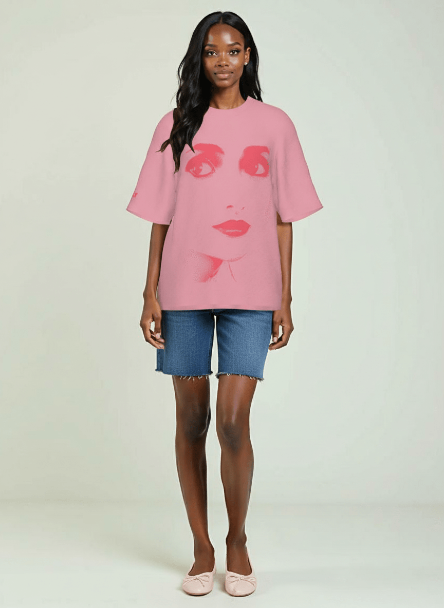DOLLY Face Bubblegum pink Hotpink Crewneck Short Sleeve