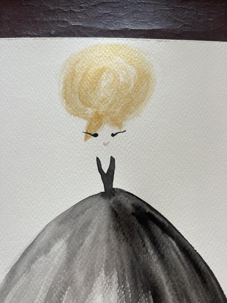 DOLLY SUNNY Watercolor Black Dress Kids Tee