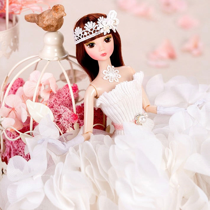 DOLLY® FLOWER DOLL WITH WHITE FLOWER TUTU DRESS - Bjd 12 joints 12 inch 30 cm 1/6 scale fashion doll