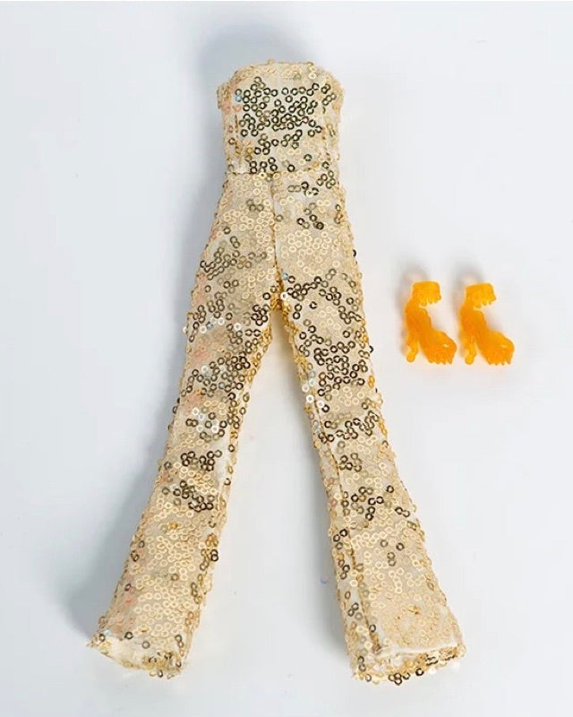 DOLLY® DOLL BARBIE CLOTHES SET BARBIE MOVIE MARGOT ROBBIE GOLD JUMPSUI