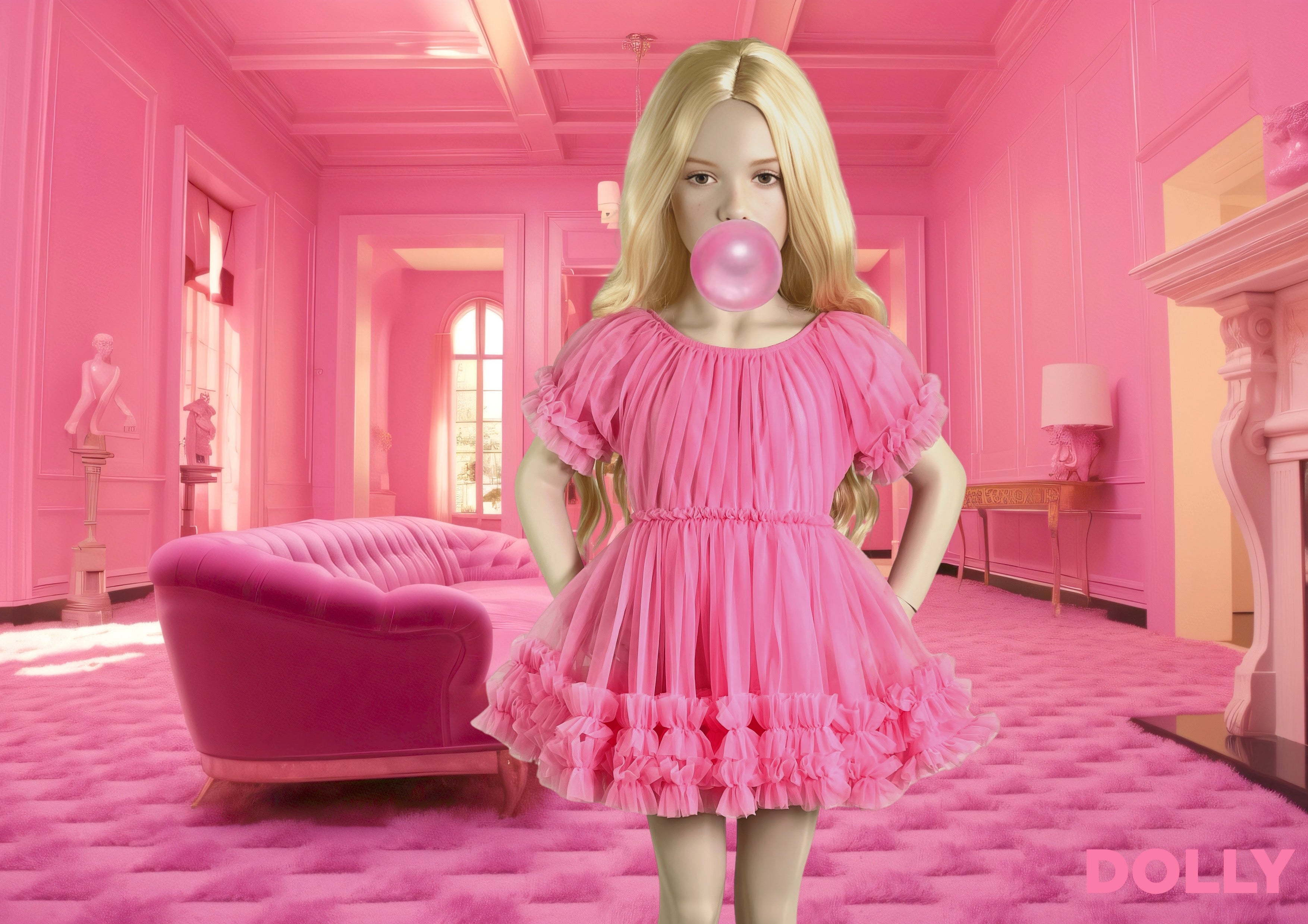 DOLLY PINK PLEASE! FRILLY DRESS Aurora Bubblegum pink