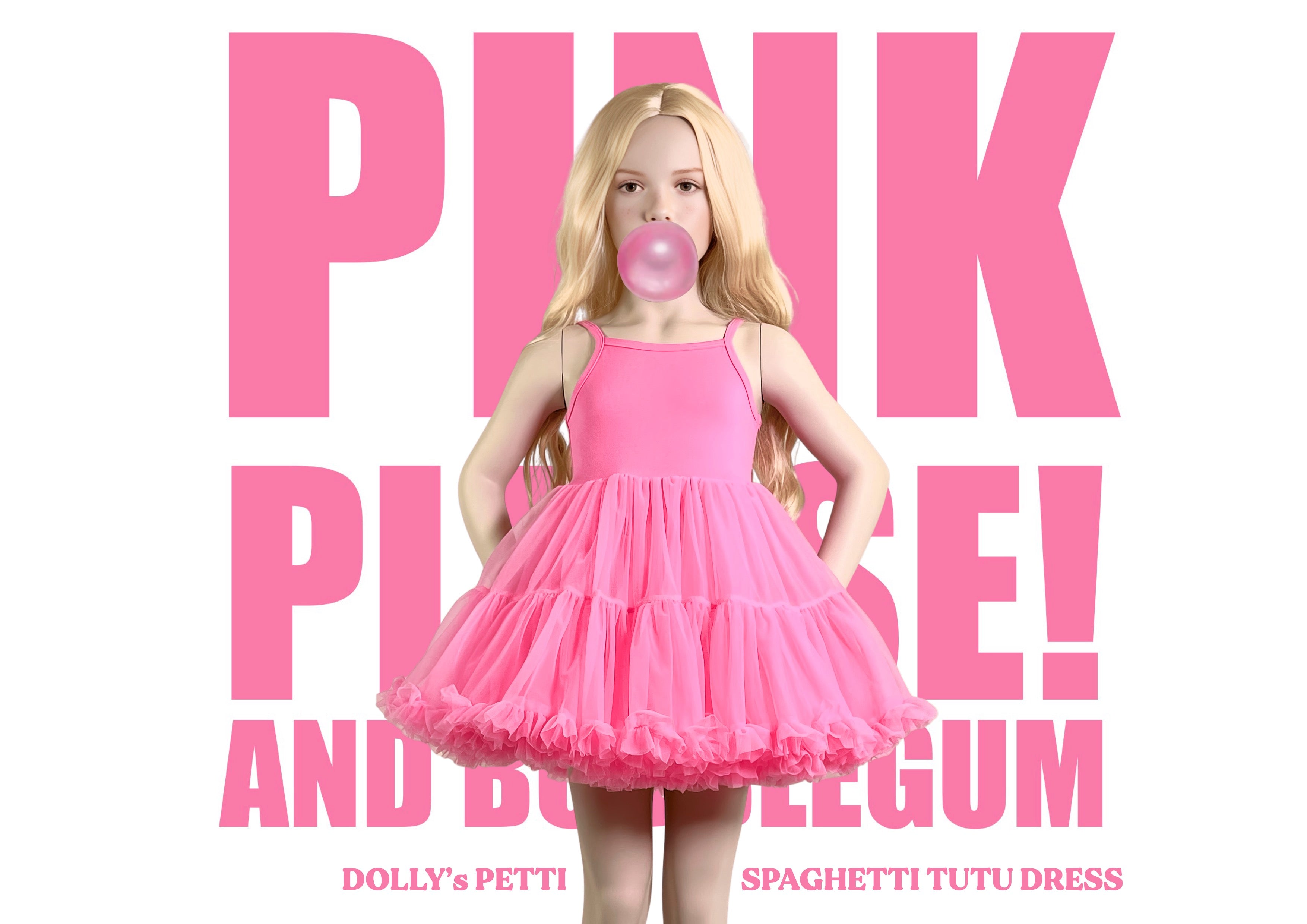 DOLLY PINK PLEASE! PETTI SPAGHETTI TUTU DRESS Aurora Bubblegum pink