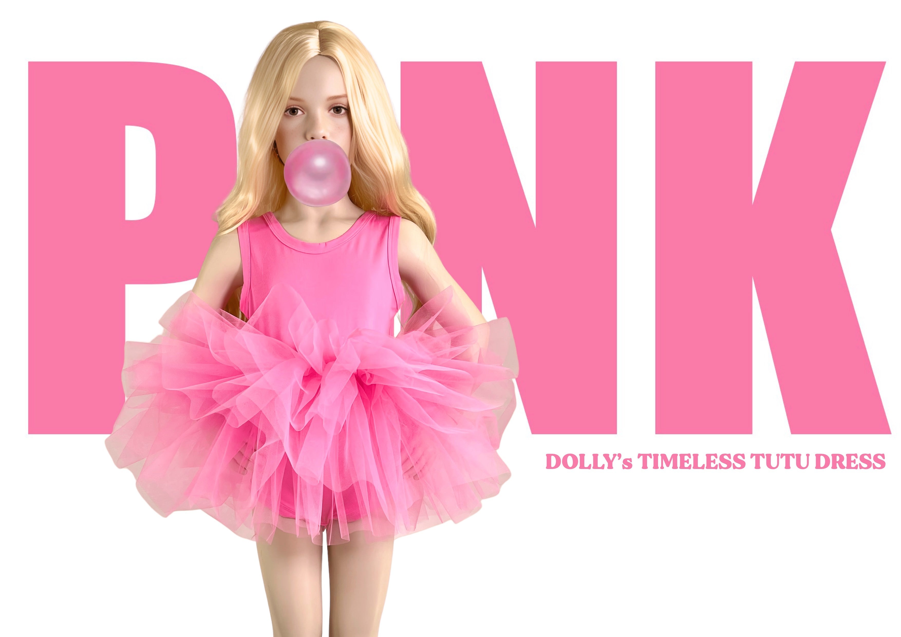 DOLLY PINK PLEASE! TIMELESS COTTON TUTU DRESS Aurora Bubblegum pink