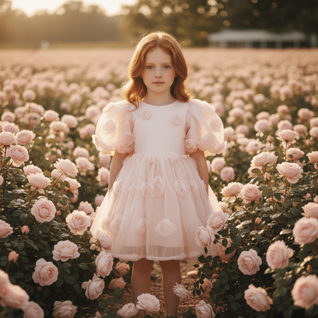 DOLLY® THE ROSE GARDEN TULLE V-BACK PUFF DRESS dollypink