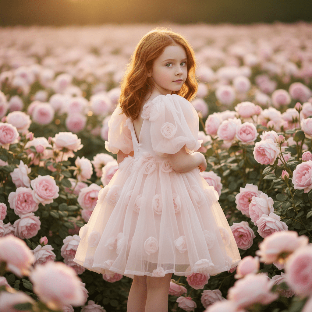 DOLLY® THE ROSE GARDEN TULLE V-BACK PUFF DRESS dollypink