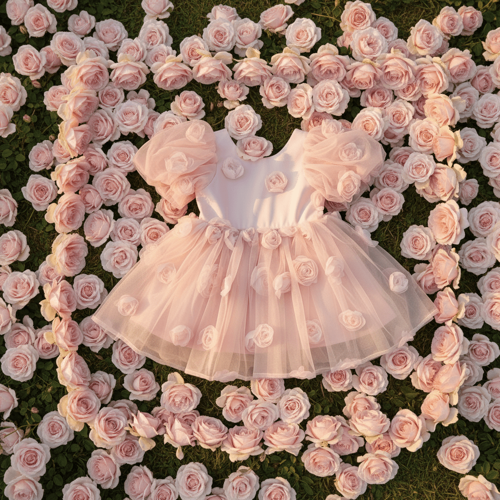 DOLLY® THE ROSE GARDEN TULLE V-BACK PUFF DRESS dollypink