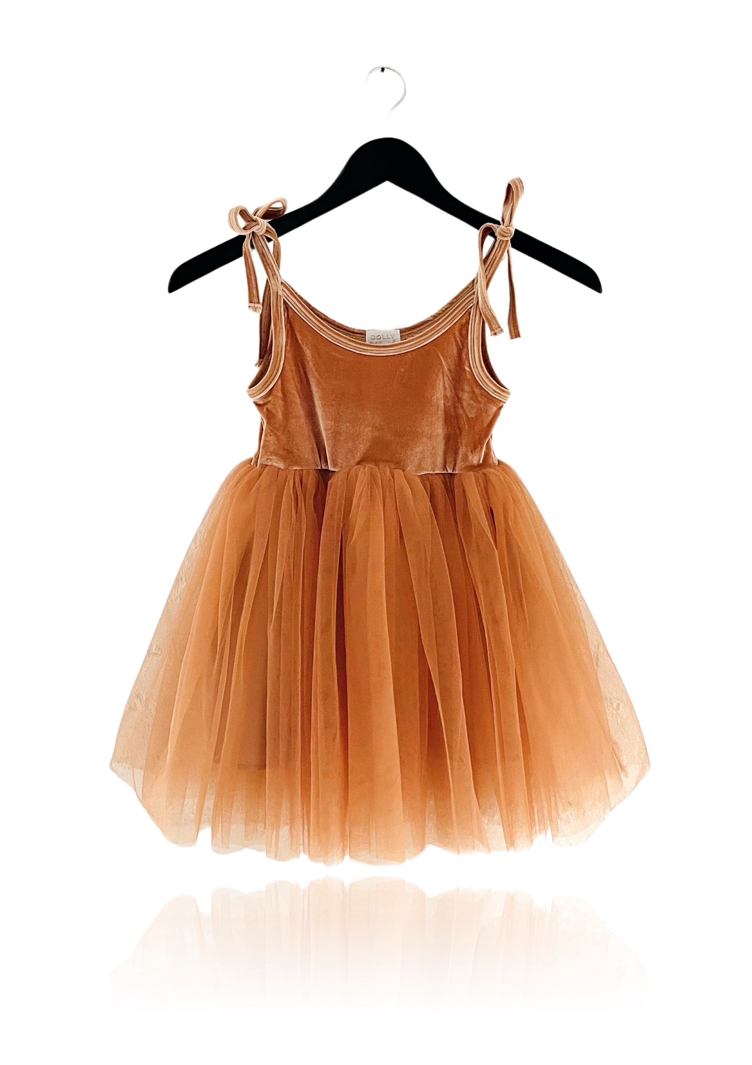 DOLLY VELVET COSMIC STRINGS TUTU DRESS caramel