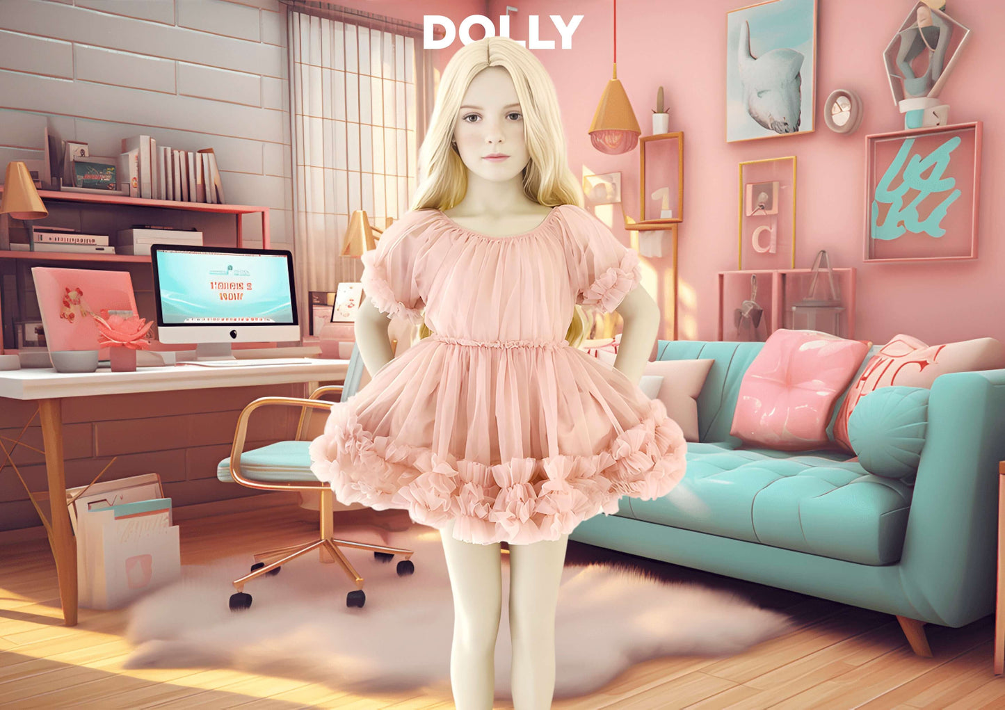 DOLLY by Le Petit Tom ® FRILLY DRESS ballet pink