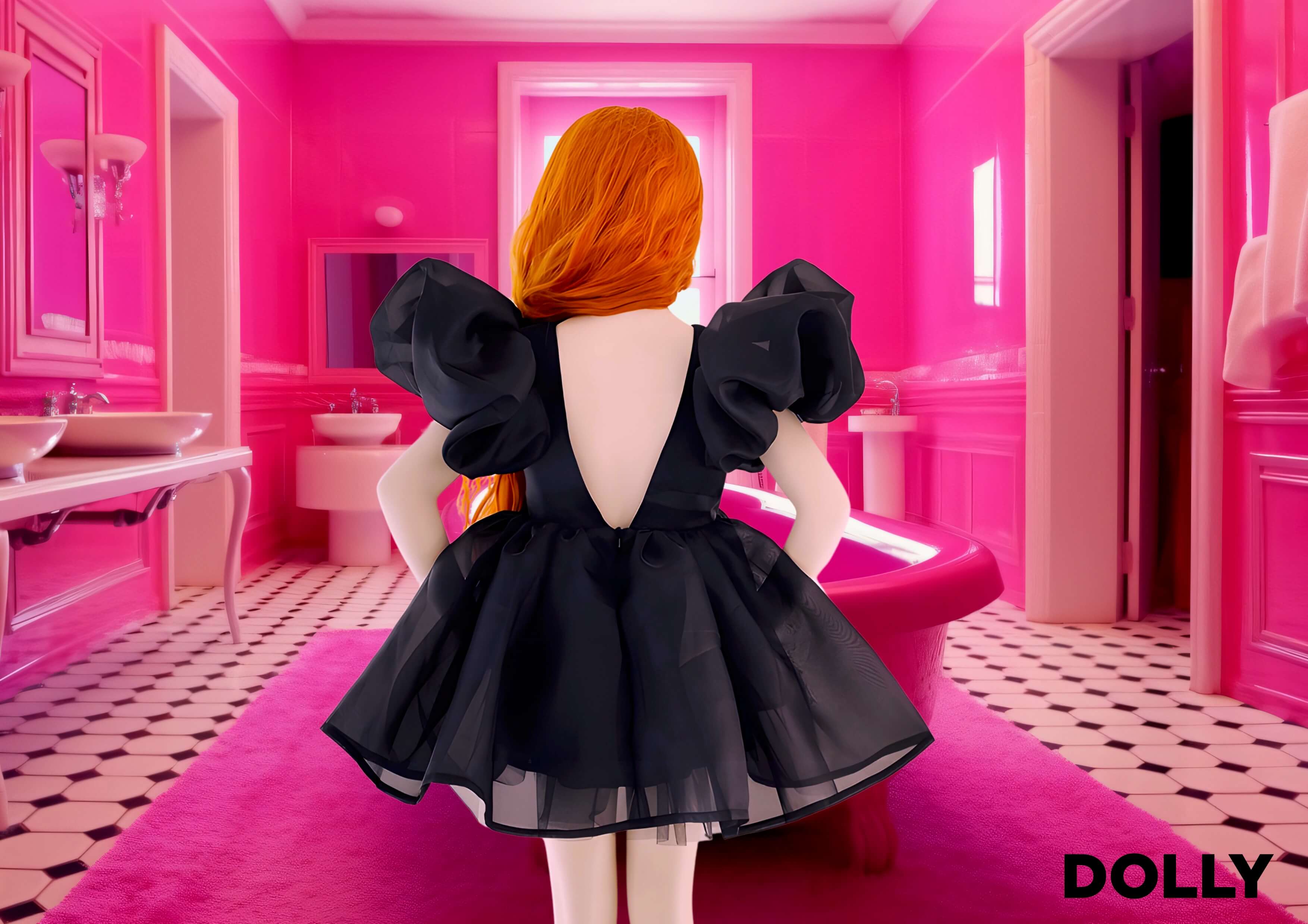 DOLLY V-BACK PUFF SLEEVE ORGANZA TUTU DRESS black