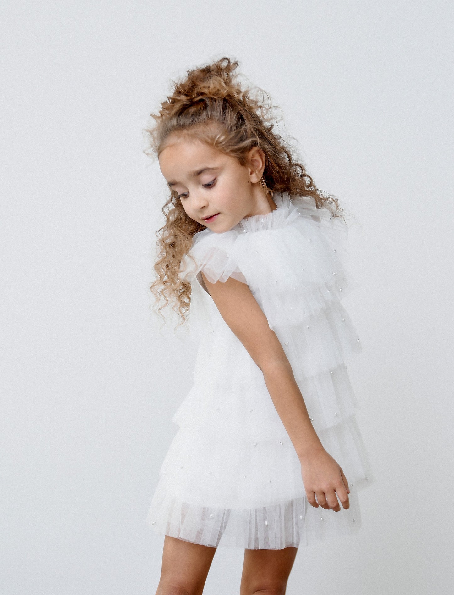 DOLLY® PEARL TUTULLY TIERED TULLE TUTU DRESS white  ⚪