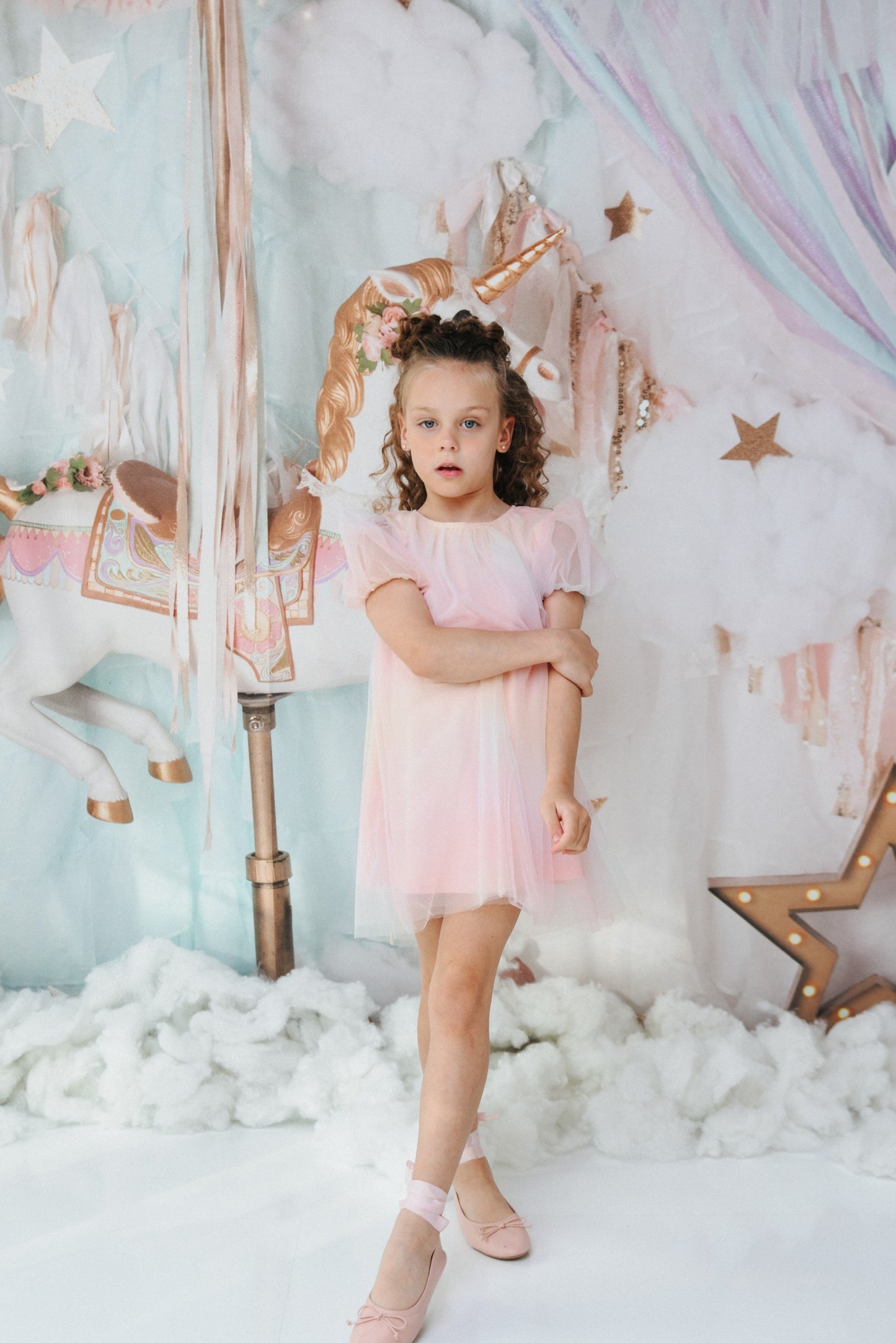 DOLLY® UNICORN RAINBOW PASTELS 🦄 🌈 PUFF TULLE DRESS rainbow