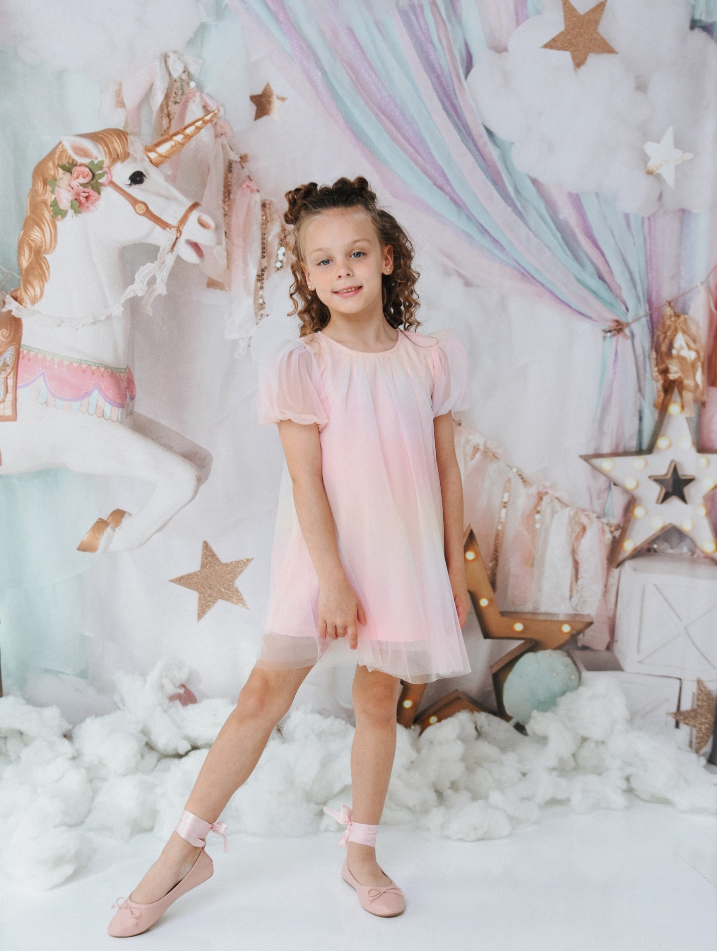 DOLLY® UNICORN RAINBOW PASTELS 🦄 🌈 PUFF TULLE DRESS rainbow