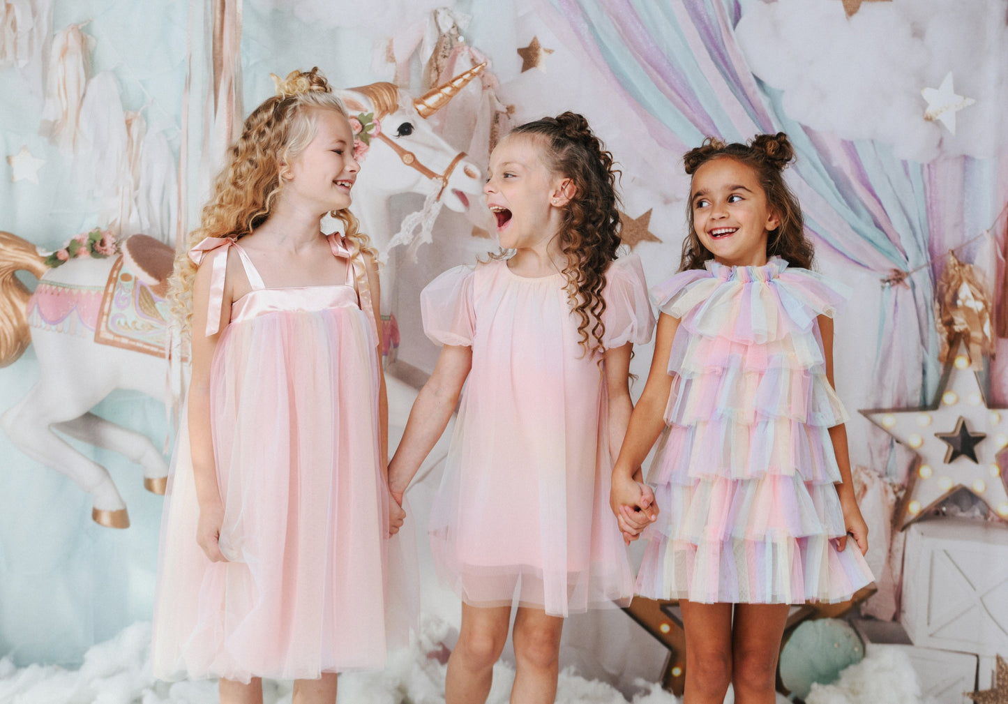 DOLLY® UNICORN RAINBOW PASTELS 🦄 🌈 PUFF TULLE DRESS rainbow