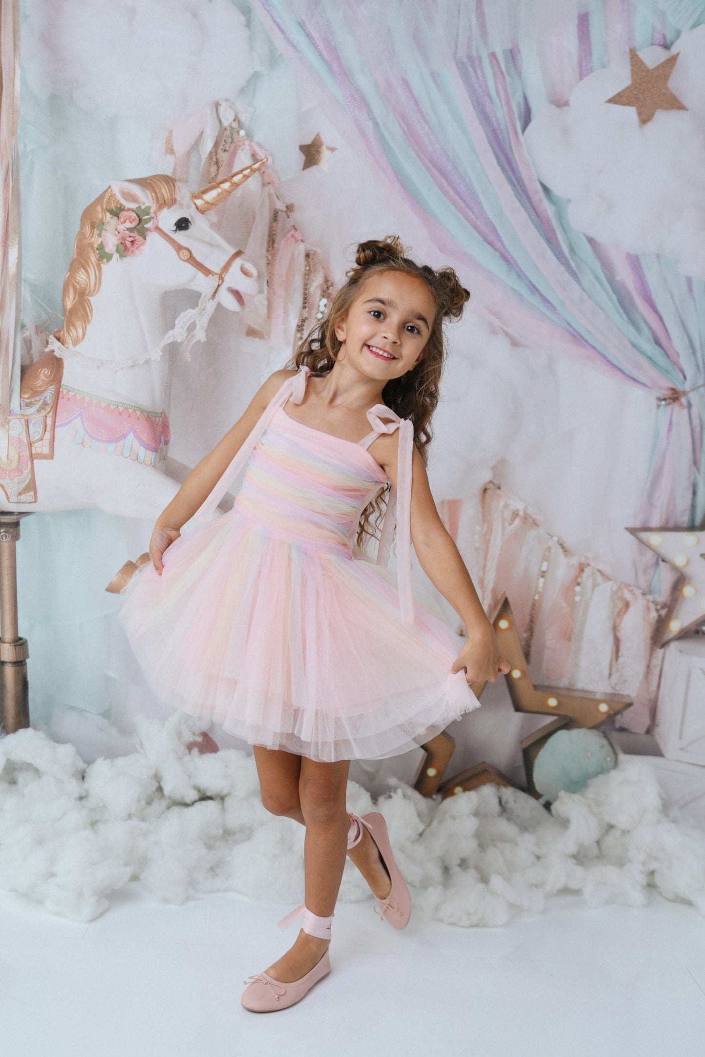 DOLLY® UNICORNIO ARCOIRIS PASTELS 🦄 🌈 VESTIDO DE HADA DE TUL arcoíris