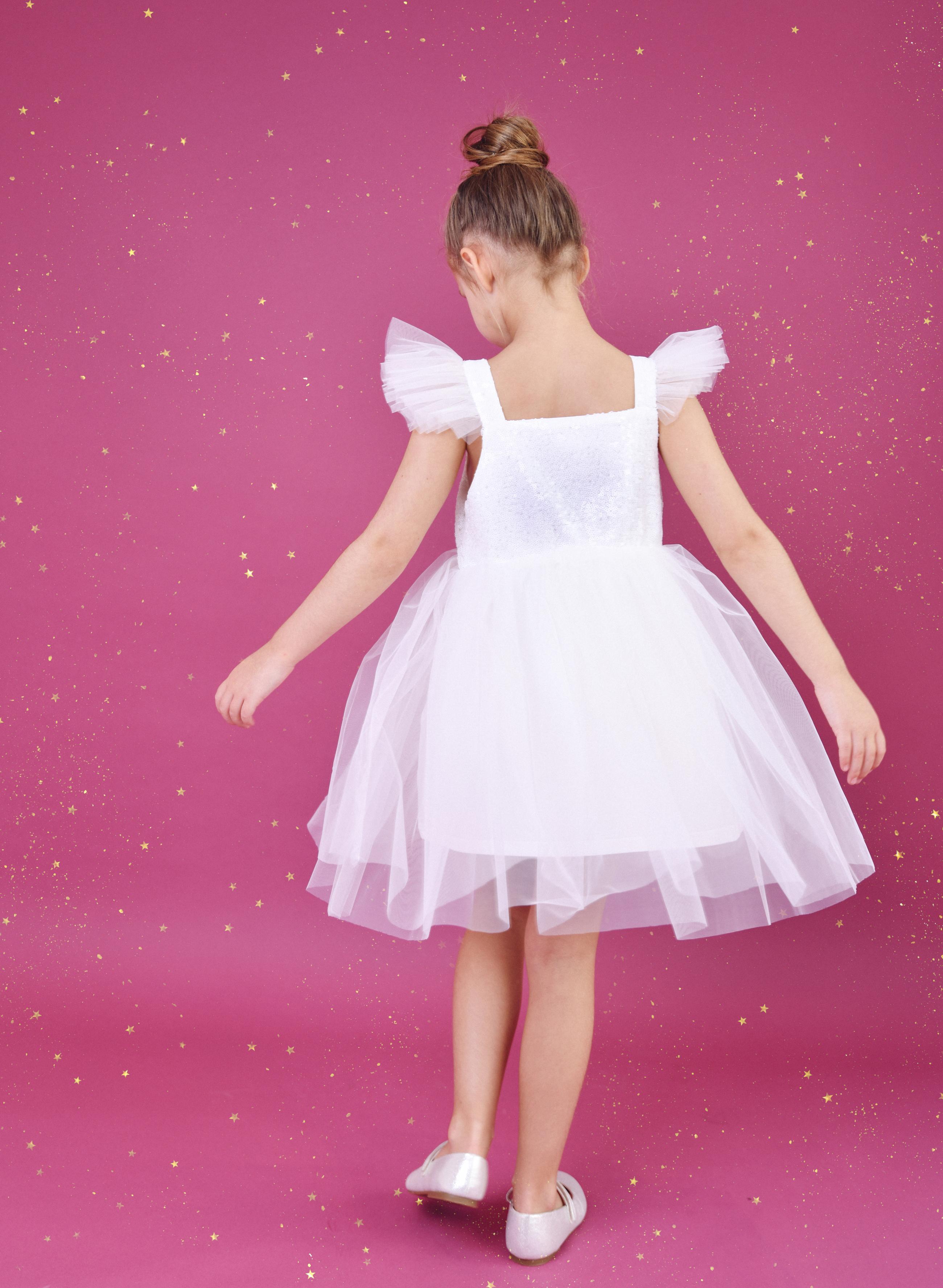 DOLLY UNIVERSE SEQUIN GLITTER GALAXY TUTU DRESS white