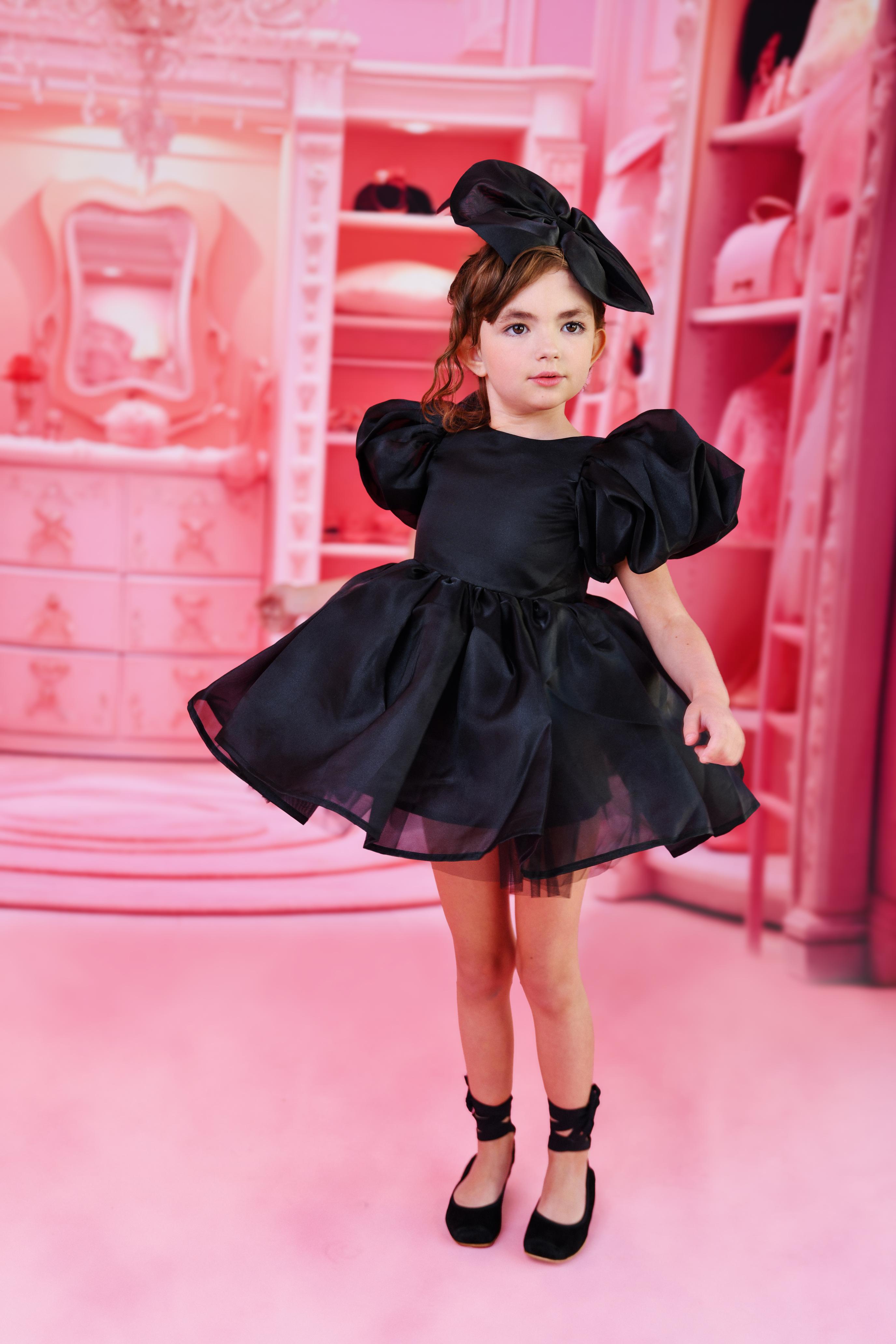 DOLLY V-BACK PUFF SLEEVE ORGANZA TUTU DRESS black