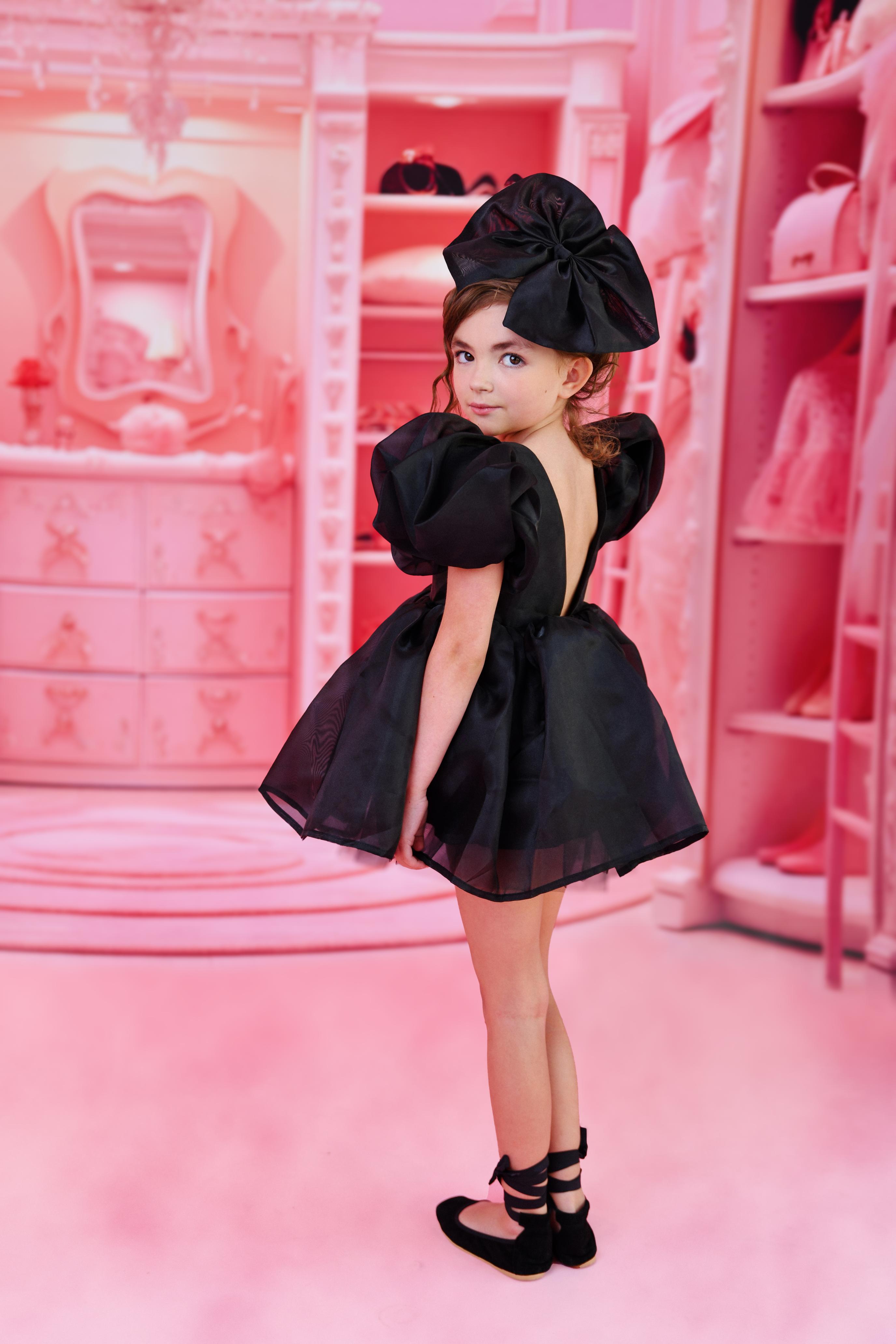 DOLLY V-BACK PUFF SLEEVE ORGANZA TUTU DRESS black