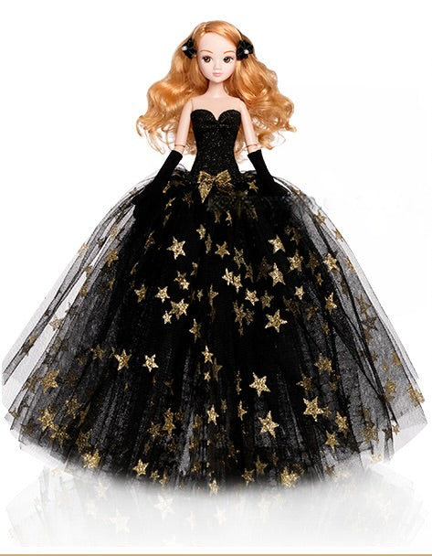 DOLLY® STAR DOLL WITH BLACK & GOLD STARS TUTU DRESS - Bjd 12 joints 12 inch 30 cm 1/6 scale fashion doll