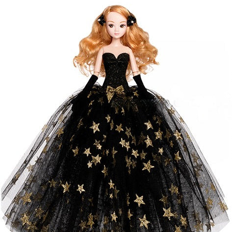 DOLLY® STAR DOLL WITH BLACK & GOLD STARS TUTU DRESS - Bjd 12 joints 12 inch 30 cm 1/6 scale fashion doll