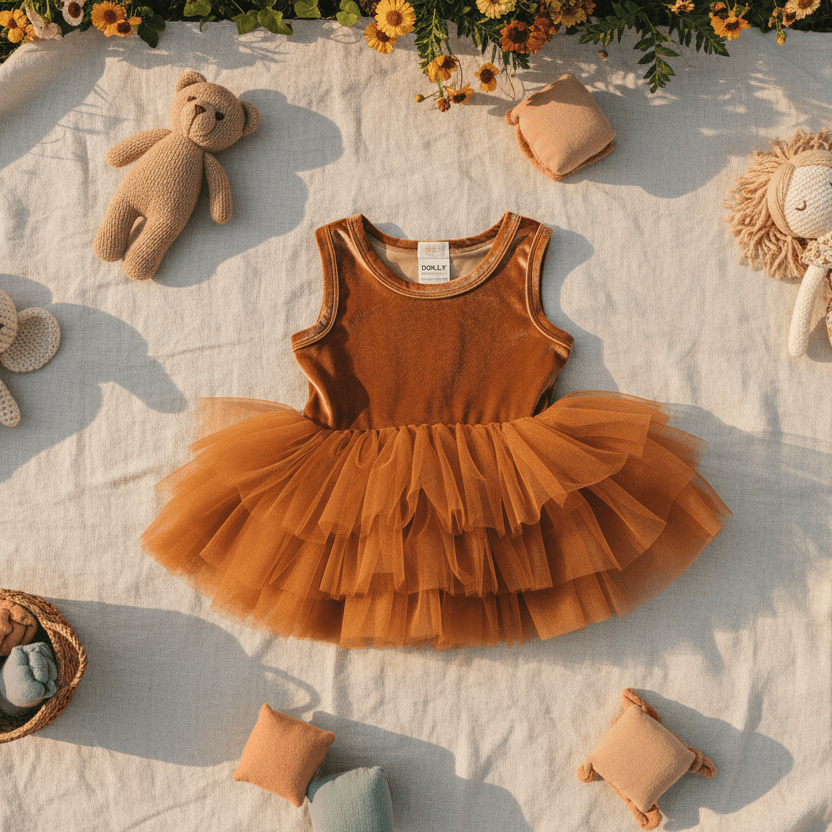 DOLLY TIMELESS VELVET TUTU DRESS caramel