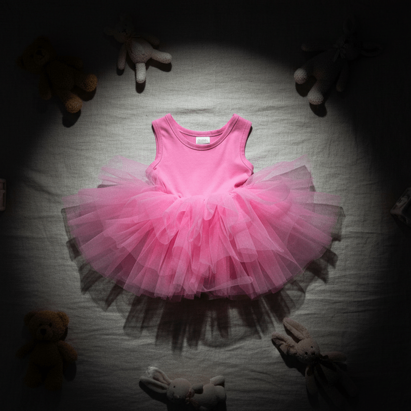Pink tutu dress on a dark background
