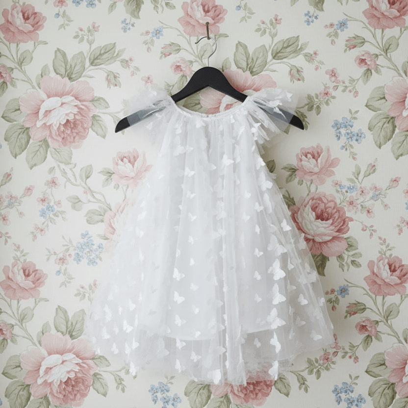 DOLLY ALLOVER BUTTERFLIES FAIRY TUTU DRESS white