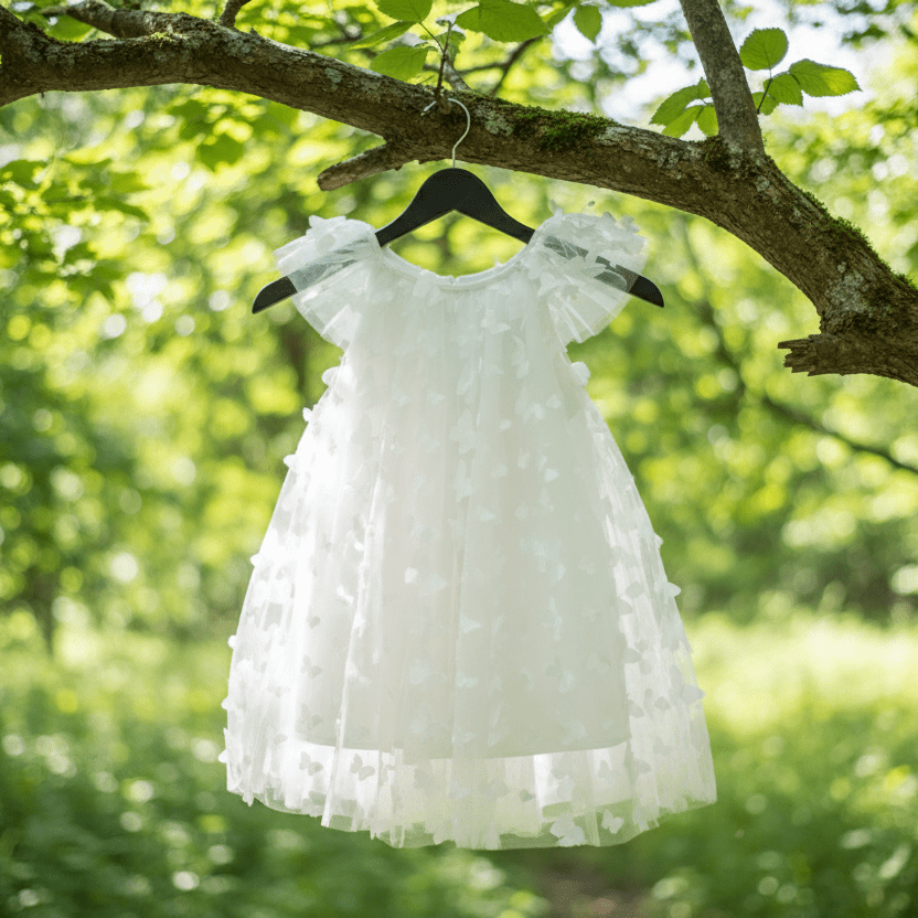 DOLLY ALLOVER BUTTERFLIES FAIRY TUTU DRESS white