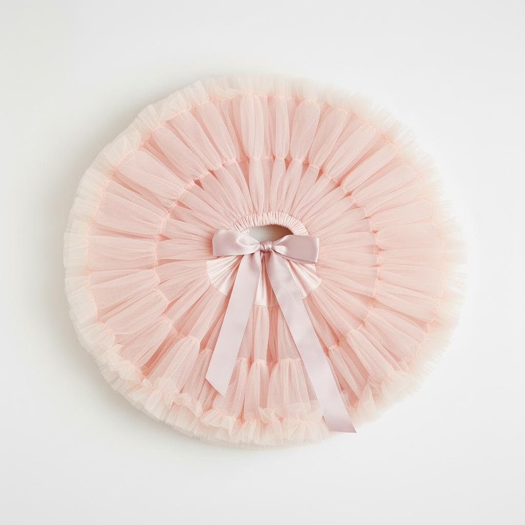 Pink tutu with a bow on a light gray background