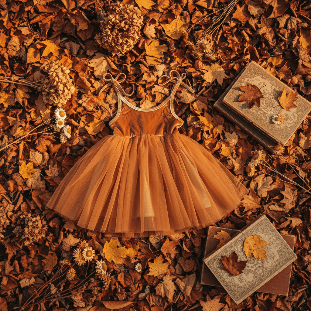 DOLLY VELVET COSMIC STRINGS TUTU DRESS caramel