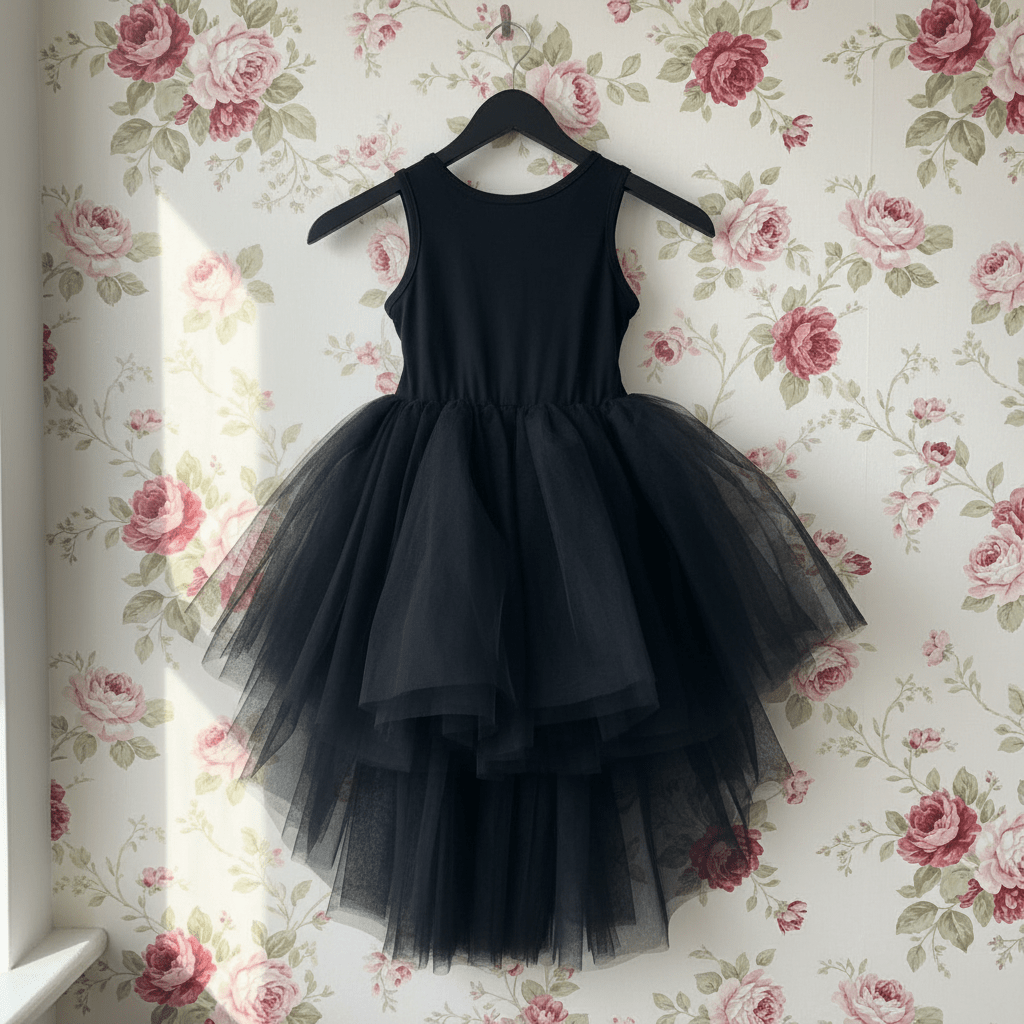 DOLLY HIGH-LOW WATERFALL TUTU DRESS black