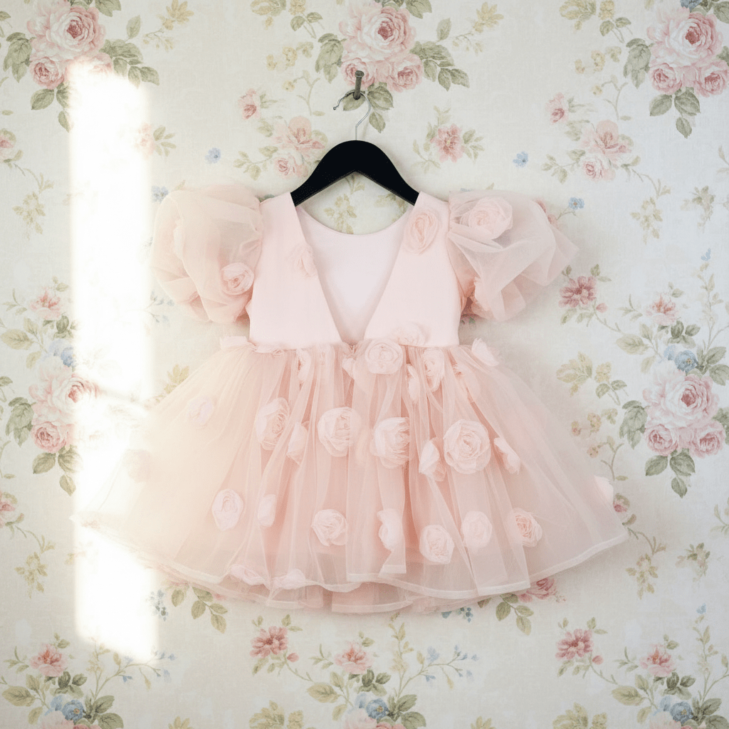 DOLLY® THE ROSE GARDEN TULLE V-BACK PUFF DRESS dollypink