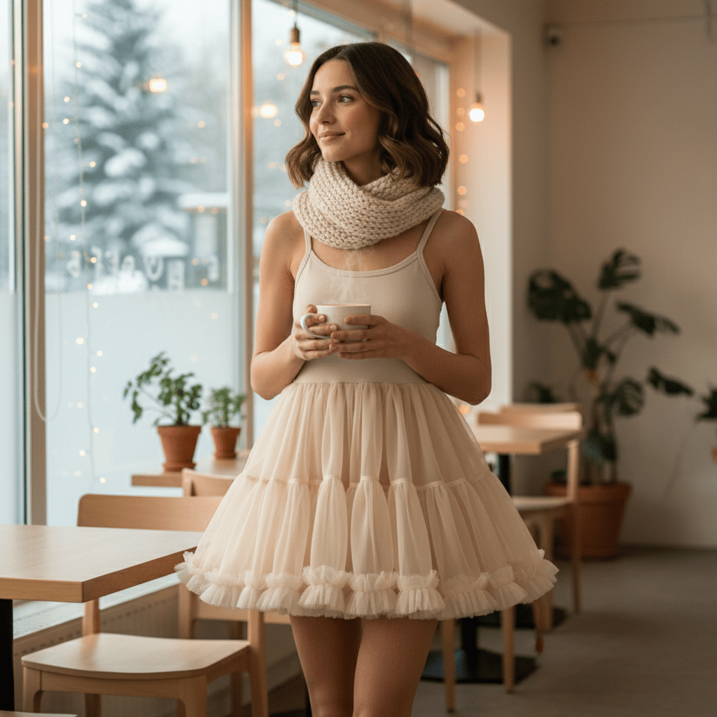 DOLLY PETTI SPAGHETTI PETTISKIRT TUTU DRESS cream