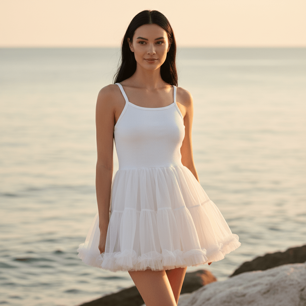 DOLLY PETTI SPAGHETTI PETTISKIRT TUTU DRESS off-white