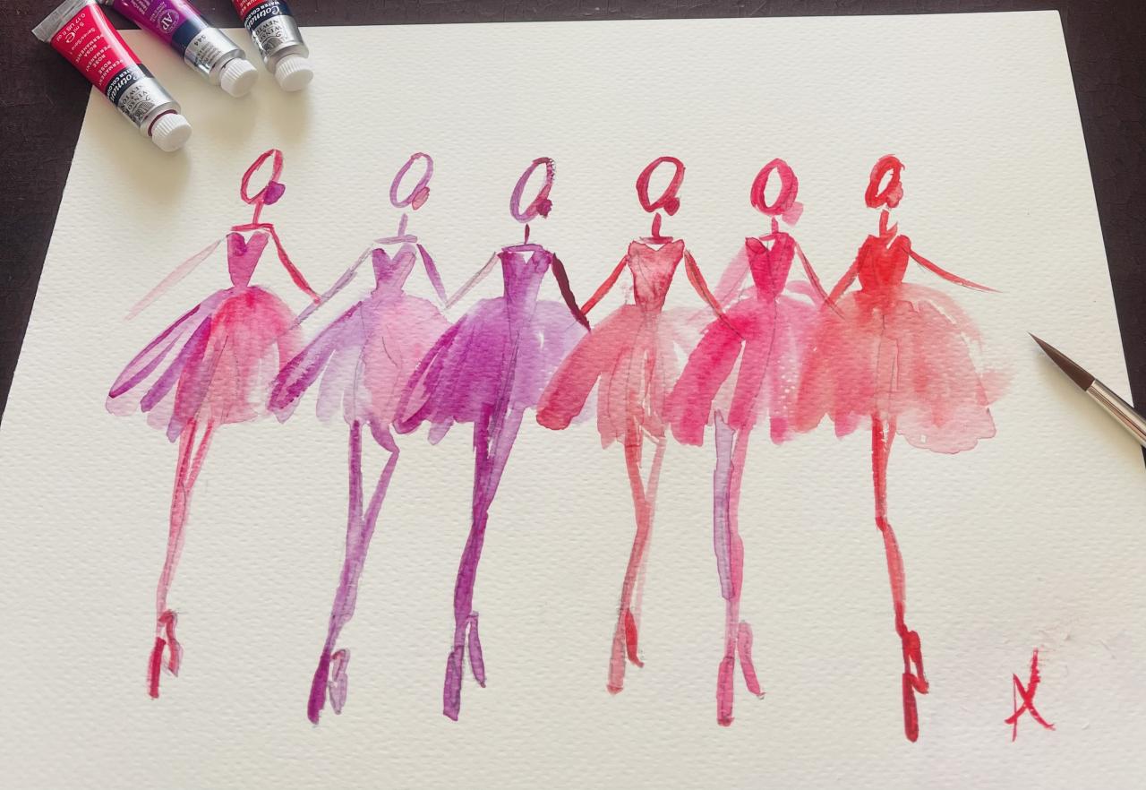 DOLLY Watercolor Pink Shades of Ballet Kids Tee