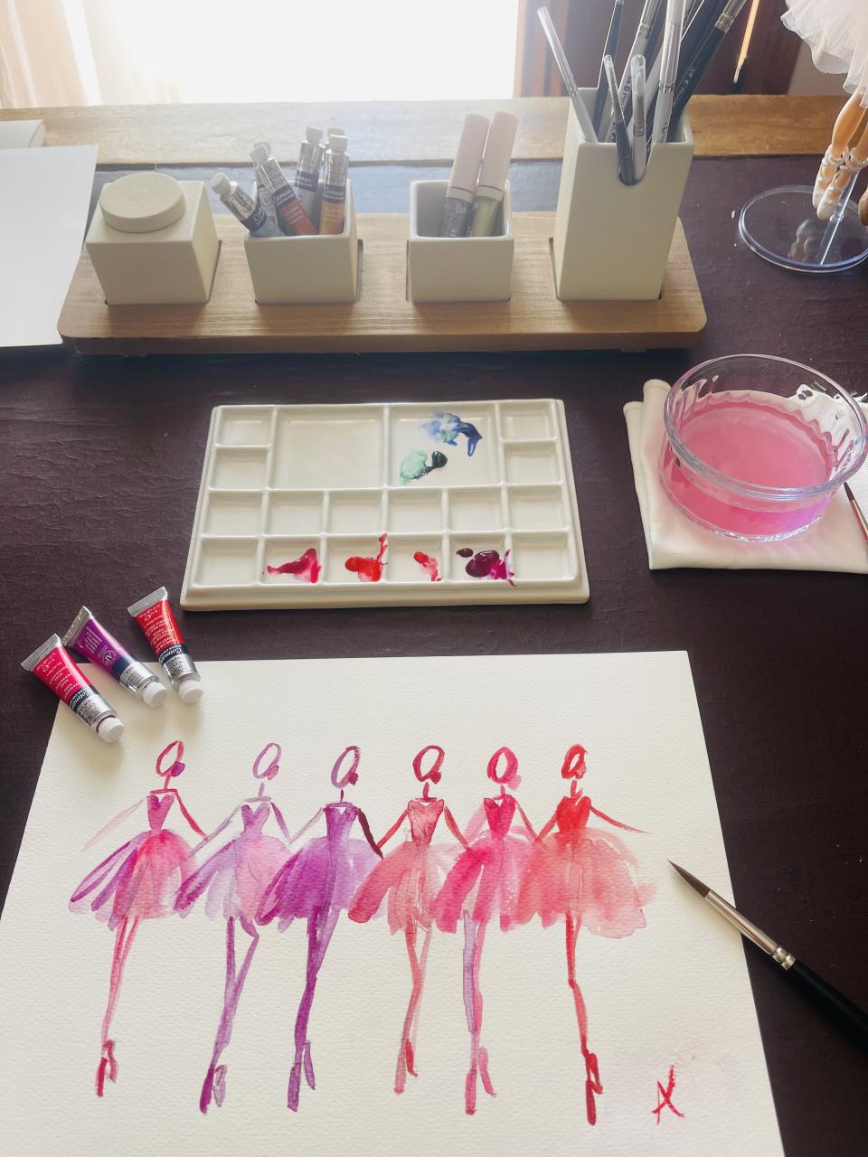 DOLLY Watercolor Pink Shades of Ballet Kids Tee