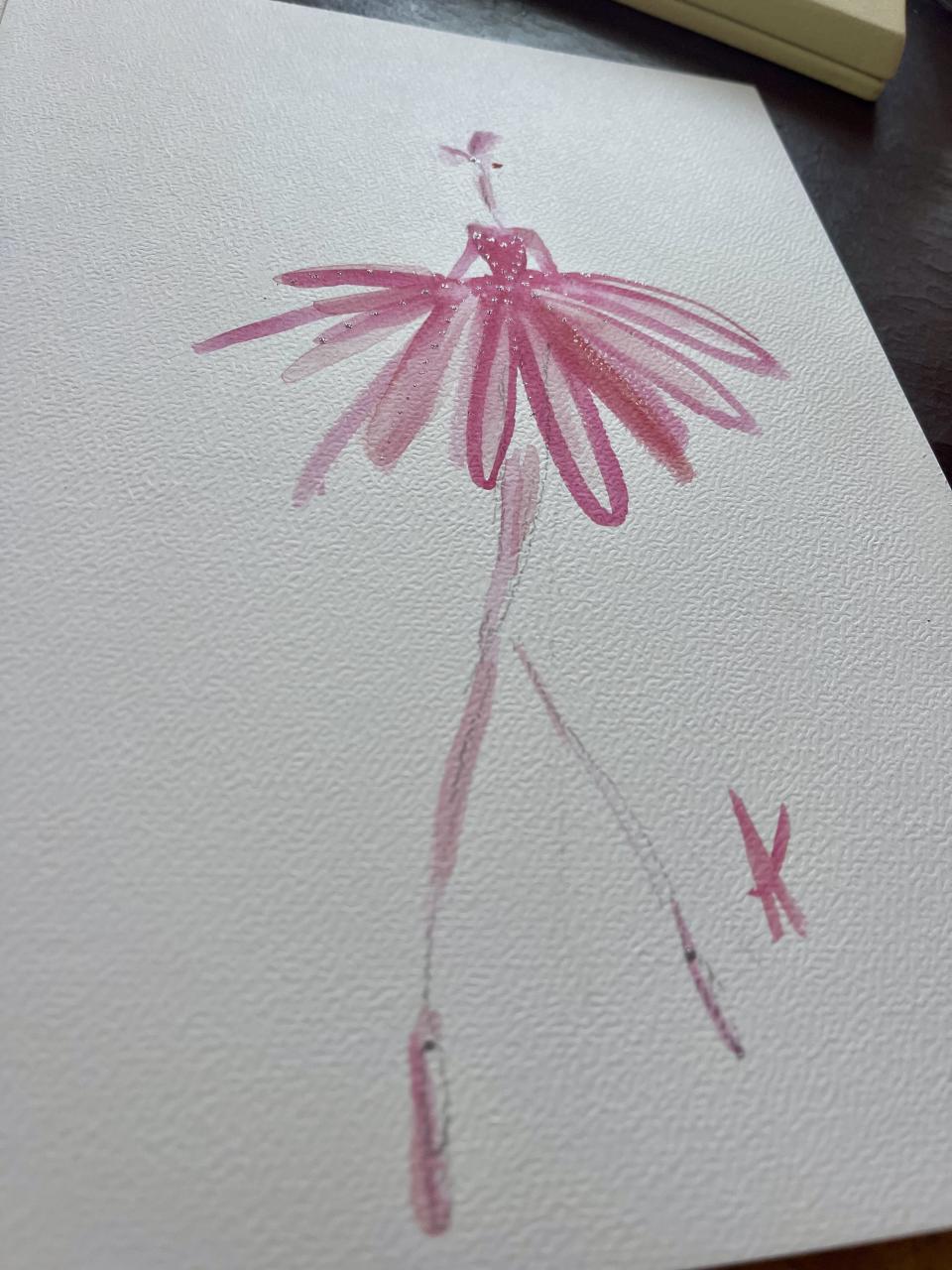 DOLLY Pink Fashion Ballerina Watercolor Art Print