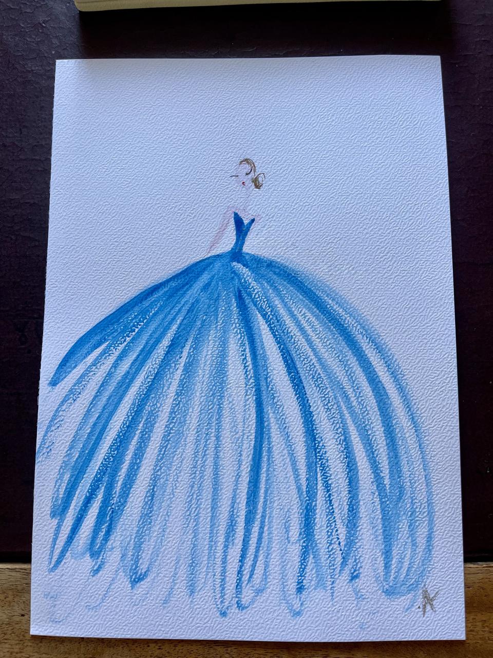 DOLLY Blue Ballgown Ballerina Watercolor Art Print