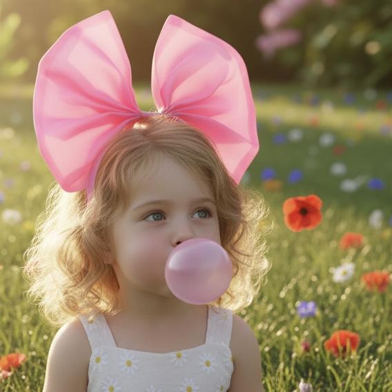 DOLLY PINK PLEASE! BIG ORGANZA HAIR BOW Aurora Bubblegum pink